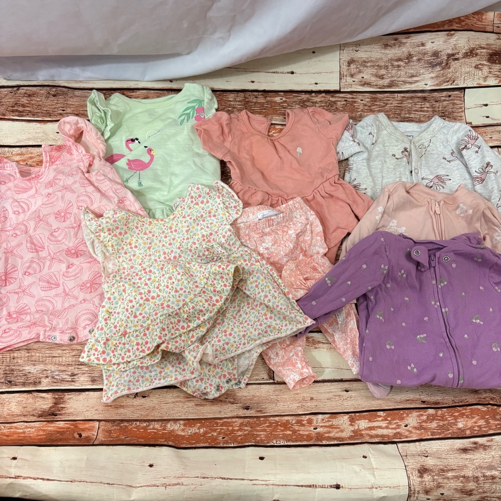 Assorted Baby Girl Summer Outfits and Sleepers Bundle